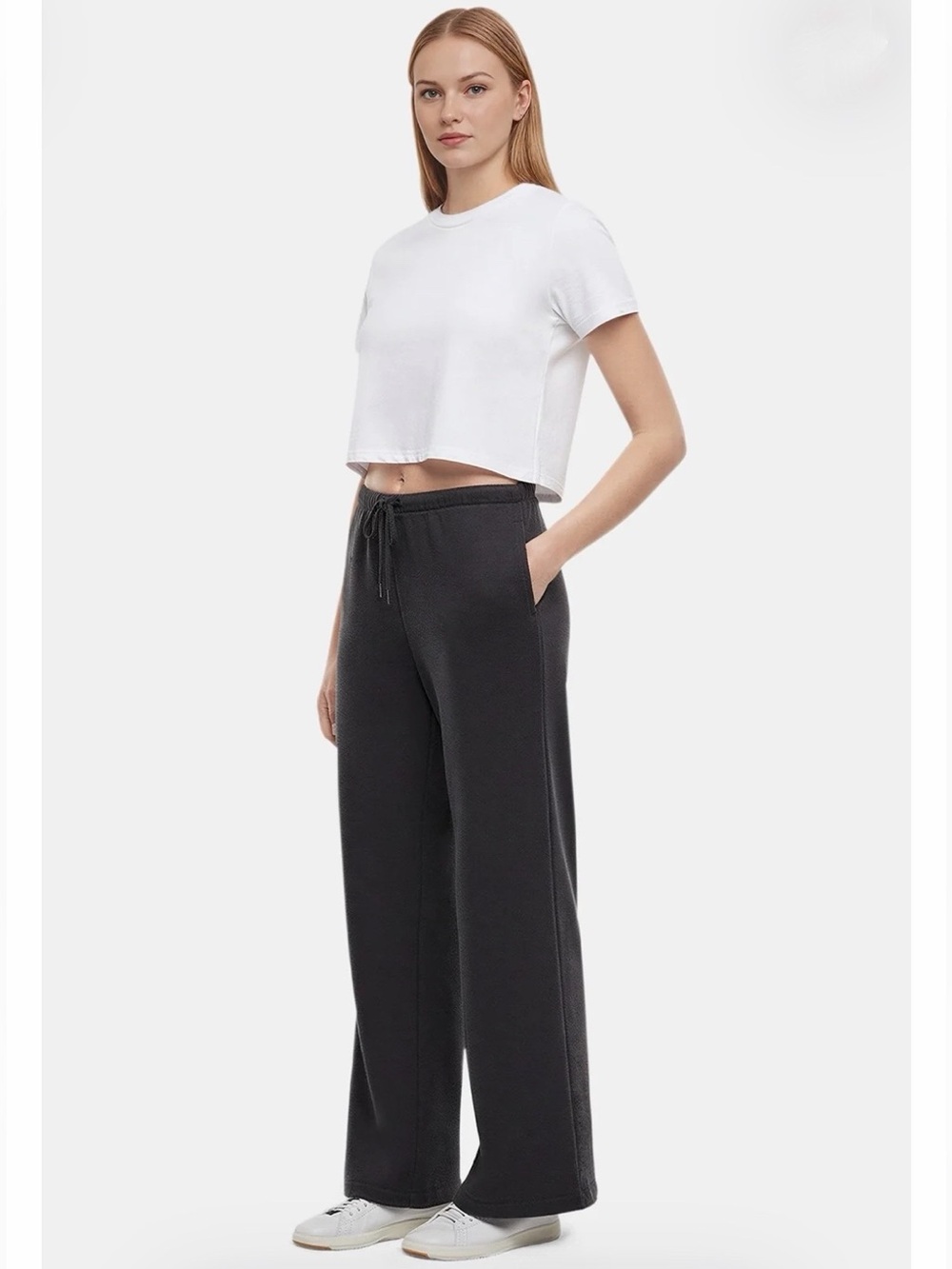 Wildfox Andie Wide Leg Sweatpants Phantom Gray Size M